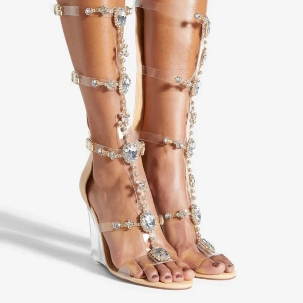 🛍Bundle sale🛍Embellished Wedge gladiator sandals nwot 10 - Picture 2 of 8